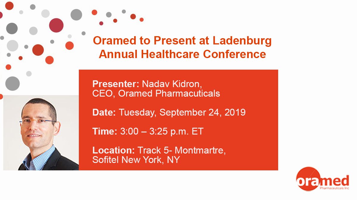 OramedPharma's tweet image. Don’t miss out on Oramed’s CEO, Nadav Kidron’s presentation at the Ladenburg Thalmann healthcare conference at 3:00pm today! @LadenburgLTS 

#ORMP #Ladenburg #conferences #investors #oralinsulin
