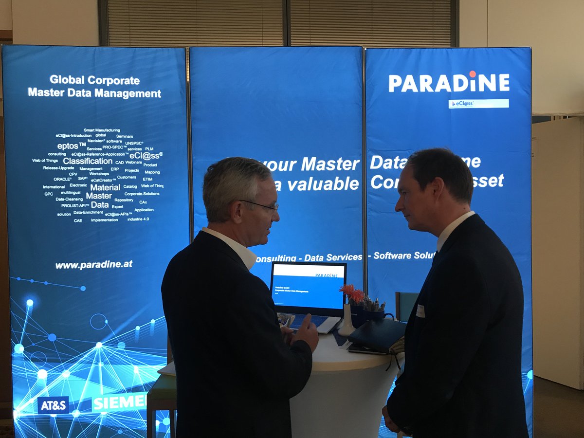 ParadineGmbH's tweet photo. Our CEO Reinhard Pohn presented “Global Material Master Data #Consolidation in #Automotive #Industry” (Hella - MDS Project) and was available for #meetings at our #booth during the #Congress. #EnableYourDataStream #JoinTheDigitalWorld #materialmasterdata #classification https://t.co/btlgsHHFsl