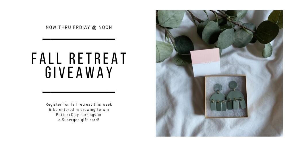 SojournCollege's tweet photo. 🥳GIVEAWAY ALERT 🥳This week only! Register for fall retreat by Friday at noon, and be entered in to win a Potter+Clay earrings or Sunergos gift card! Register now at https://t.co/aLSSnaegpc https://t.co/9rsWm2zsdZ