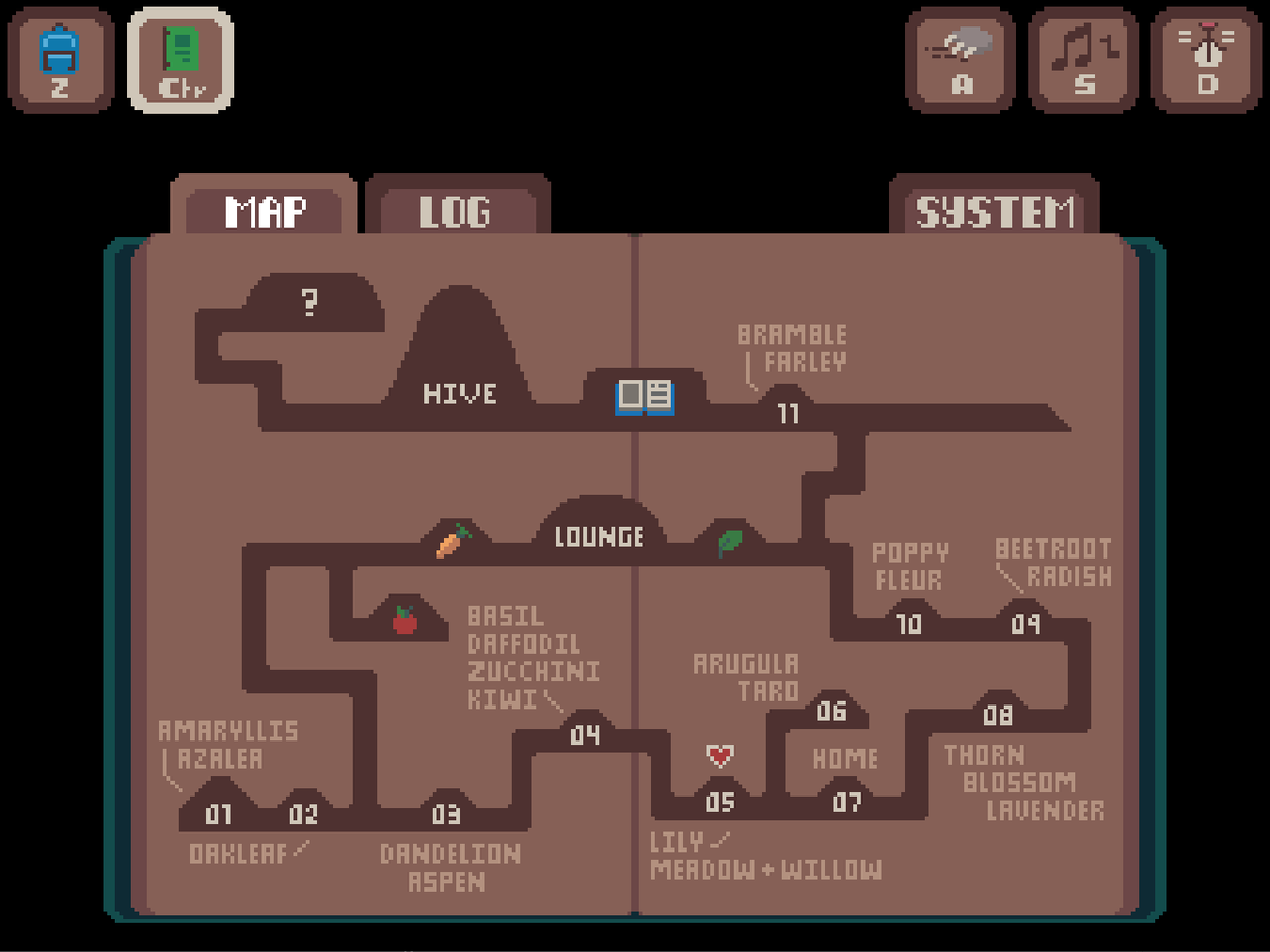 keelapine's tweet photo. Improved version of the Warren map 🗺️ Clover has a handy notebook where you will also find the WIP quest log!
-
#gamedev #gamedeveloper #pixelart #map #gamemakerstudio2 #gamemaker #bunny #wild #rabbits #tunnel #cute #indiegame #indiegamedev #pixelgame #underground #runawayfur https://t.co/4vm9kE39z3