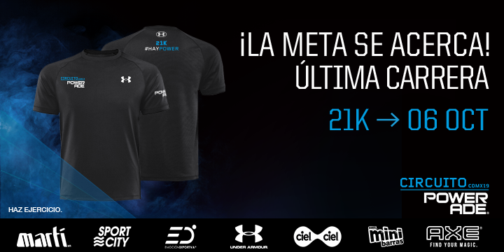 Te presentamos la playera de los 21K que te llevará al éxito💪🏻.  Inscríbete a la tercera fase del #CircuitoPowerade aquí👉🏻 bit.ly/30qUsTo.

<a href="/PoweradeMx/">Powerade</a>

#CorreConEmoción 🔥