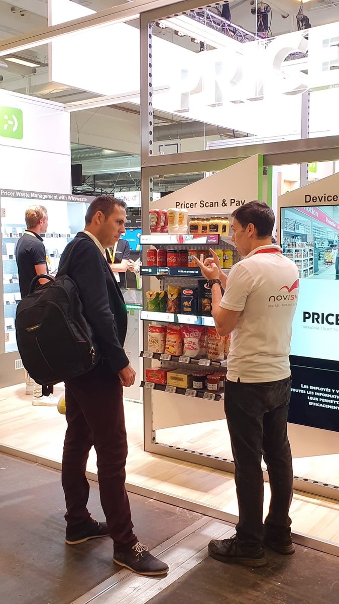 novisign's tweet photo. We are happy to present our #StretchDisplay solution for on-the-shelf pricing and promotion at #ParisRetailWeek (#EquipMag) 2019 started today. Come to meet with the NoviSign French team at booth J23, at the @PricerAB compound. https://t.co/G5qrPq1lsP