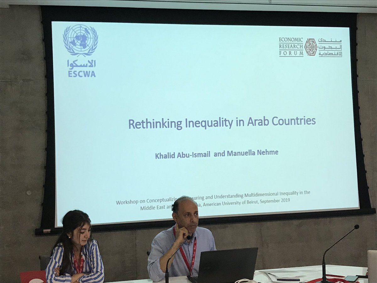 “The Arab region has witnessed a significant decline in the size of its middle class since 2010 to reach below 40% due to conflicts and economic downturns”.

from the intervention of Khalid Abu-Ismail and Manuella Nehme from <a href="/UNESCWA/">ESCWA</a> 

#inequality #arabregion