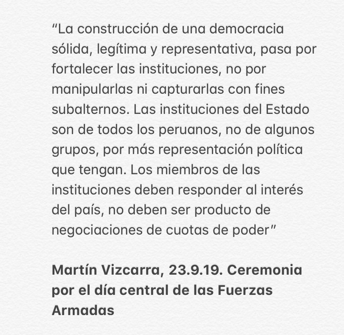 Pedro_Olaechea's tweet photo. Presidente @MartinVizcarraC, usted expresó ayer una serie de frases que respaldamos. Pero si se refiere al Congreso cuando dice: "manipulación", "captura", "fines subalternos”, o "negociación”, le digo que elegir al #TC es una atribución constitucional y le invoco a rectificarse. https://t.co/x4vKmr9iXo