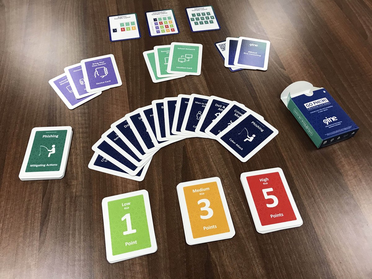 9ineConsulting's tweet photo. We've just had fresh batches of our 'Go Phish!' and "A Breach too far' workshop games arrive. If you play your cards right and come to the https://t.co/fnNA7Lwvt8 on the 4-5th Oct you might be lucky enough to get your hands on a pack 😉 #LuxEdTech19 @ISLuxembourg #edtech https://t.co/HmTBiWRGGD