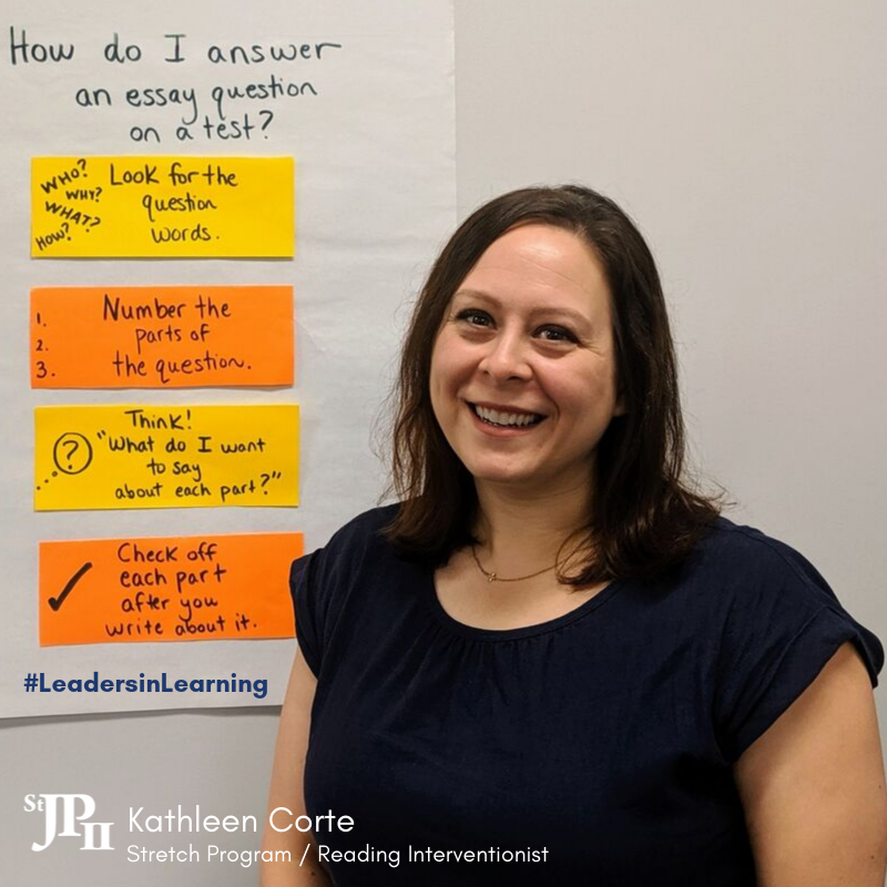 StJPII_Houston's tweet photo. Reading Interventionist Kathleen Corte shares how to tackle essay questions. 
• Look for the question words.
• Number each part of the question.
• Think, “What do I want to say about each part?”
• Check off each part after you write about it.
https://t.co/HcDXNgJgpW https://t.co/TdI1w0eGtE