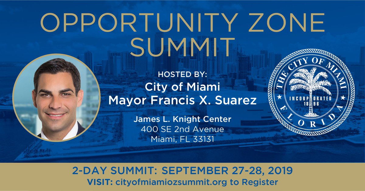 therealupd's tweet photo. 3 days until the City of Miami Opportunity Zone Summit. Registrations are filling up. Save your spot today!  Learn about federal resources available for #RealEstate  #investments, and more. Visit https://t.co/d8c6wJIdXx to register. #SmallBusiness #Miami https://t.co/n8Ks8cx0yA