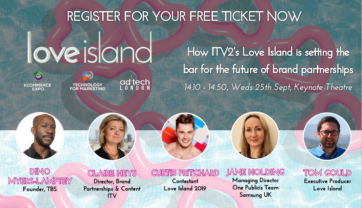 adtechLDN's tweet image. The hit reality series @LoveIsland is coming to our Keynote Theatre, 14.10 - 14.50 THIS WEDNESDAY 25th September #ECE19 #TFM19 #adtechLDN #LoveIsland @itv2 🤩❤️

Get your FREE ticket: bit.ly/2mdvJSZ

#TFM19 #ECE19 #adtechLDN