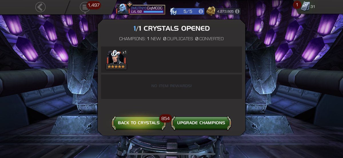 BOOM! My one pop cav luck is getting a bit ridiculous. Thing and now Havok in the last 3 cavs