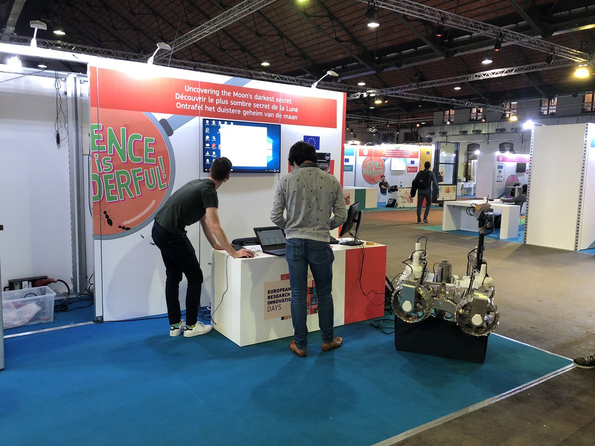 DiegoU's tweet photo. The team sets up @LUVMI_rover at the #scienceiswonderful event #researchimpacteu @EUScienceInnov https://t.co/h0T5eUdpKk