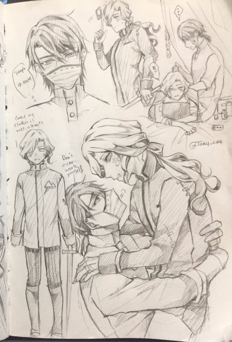 Doodle part 2 in class~
----
Joseph wearing Aesop's shirt is definitely a thing ??? 
