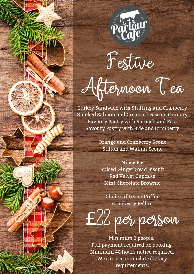 Join us for Festive Afternoon Tea at Parlour Cafe in December! Feast on a selection of sandwiches, pastries, scones and cakes whilst sipping a Cranberry Bellini and choice of tea &amp; coffee. #christmas #afternoontea #creeksea #festive