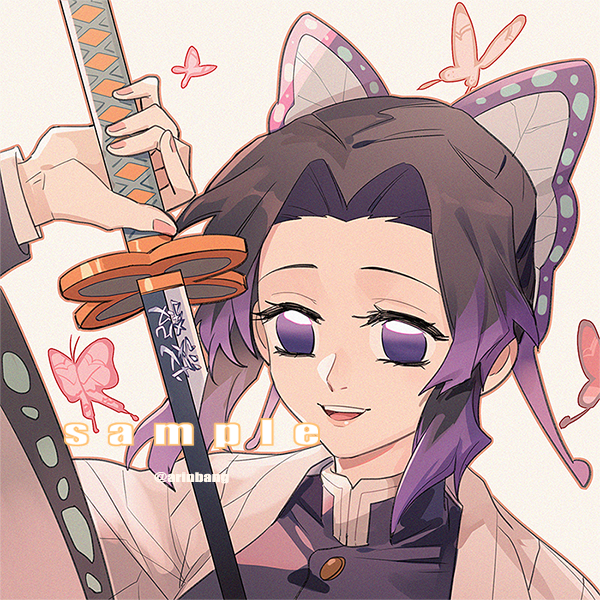 珊瑚虫さんがTwitterに投稿した胡蝶しのぶ(鬼滅の刃)のイラスト。
