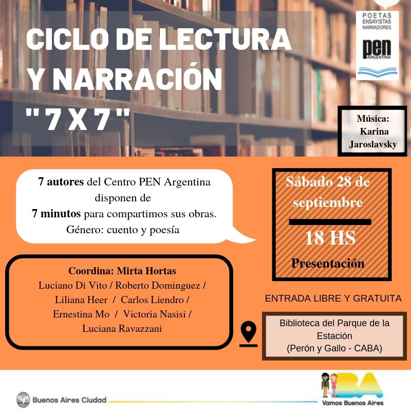 pen_arg's tweet photo. Ciclo de lectura y narración "7x7" - https://t.co/bgYkB21h6G https://t.co/3DTooQScU4