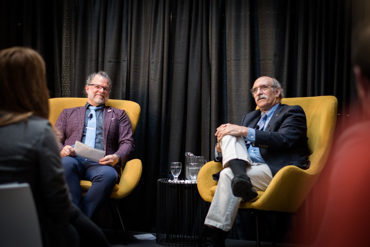 TorontoMetSci's tweet photo. Follow your passion? Or make what you follow become your passion? Dean David Cramb and Nobel Laureate Martin Chalfie discuss going into the field of science π¨βπ¬ #NPII https://t.co/jW5XKLmHER