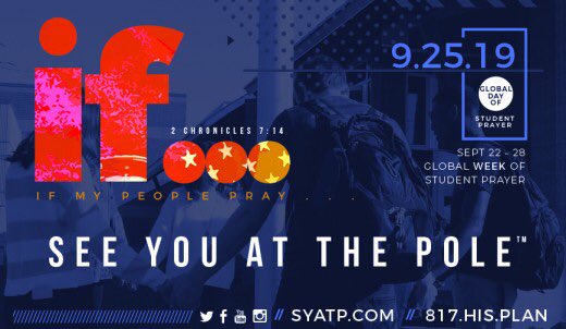 Don’t forget tomorrow is See You At The Pole! <a href="/RVKPanthers/">Russellville</a>, set your alarms a little earlier and meet us for prayer in front of the high school entrance at 7:30! #SYATP