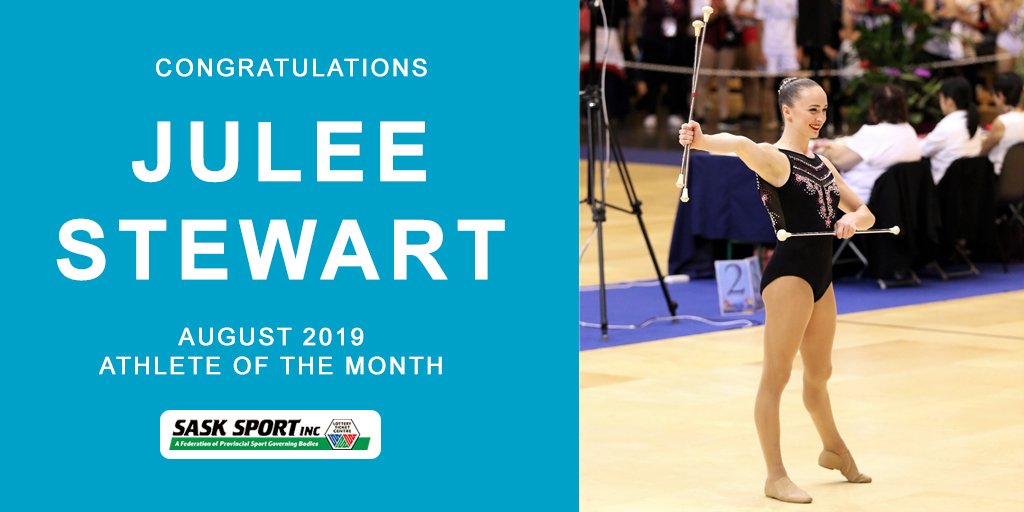 SaskSport's tweet photo. After winning gold at the International Cup in France, baton twirler Julee Stewart has been named Sask Sport's Athlete of the Month. 

Learn more about Stewart and the other nominees at https://t.co/3acUuaZ5qh. https://t.co/oM5jd9Nh7J