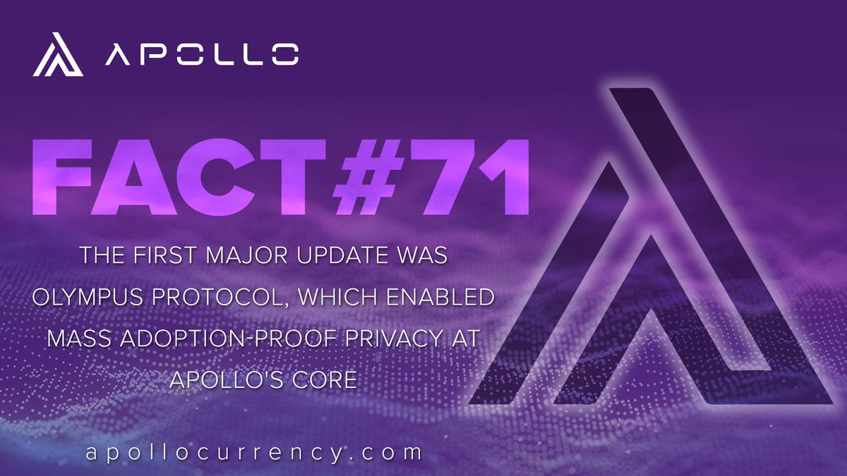 ApolloCurrency's tweet photo. Apollo Facts
A dose of Apollo facts you did and didn't know!

Apollo fact #71
The first major update was Olympus Protocol, which enabled mass adoption-proof privacy at Apollo's core. 

What's Next? #apollonauts

#apl #apollocurrency #bitcoin #btc #OlympusProtocol https://t.co/QC4K3H0E3s