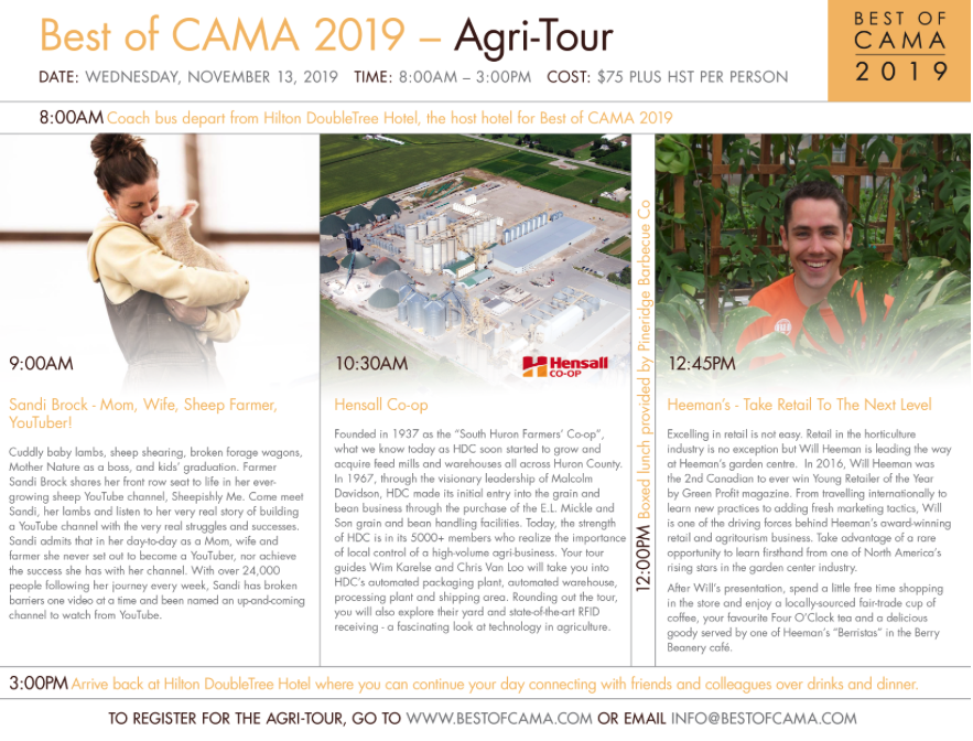 CAMA_ACAM's tweet photo. We are so excited to be offering an Agri-Tour at #BOC2019! Join us in London on November 13th for the tour! To register: https://t.co/6WK1fRmzaN https://t.co/WfFXbxDXHi
