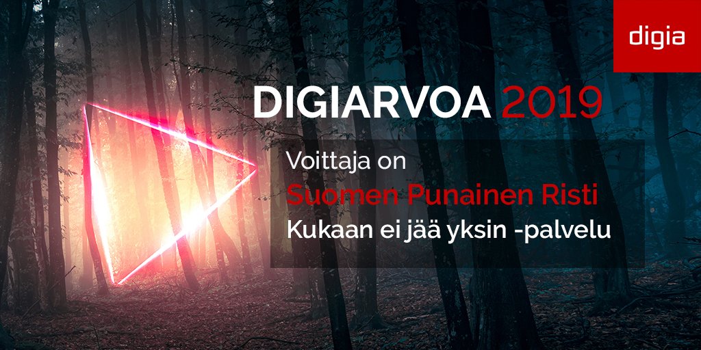 digiaonline's tweet photo. Digiarvoa 2019 -kilpailun voittaja on Suomen Punainen Risti ja Kukaan ei jää yksin -palvelu. Palvelun idea on helpottaa avun tarvitsijoiden ja vapaaehtoisten kohtaamista ohjelmistojen avulla. Onnittelut voittajalle @punainenristi
https://t.co/xjwKbqEfIC
#Digiarvoa2019 #Digiarvoa https://t.co/DMR7j1o95W