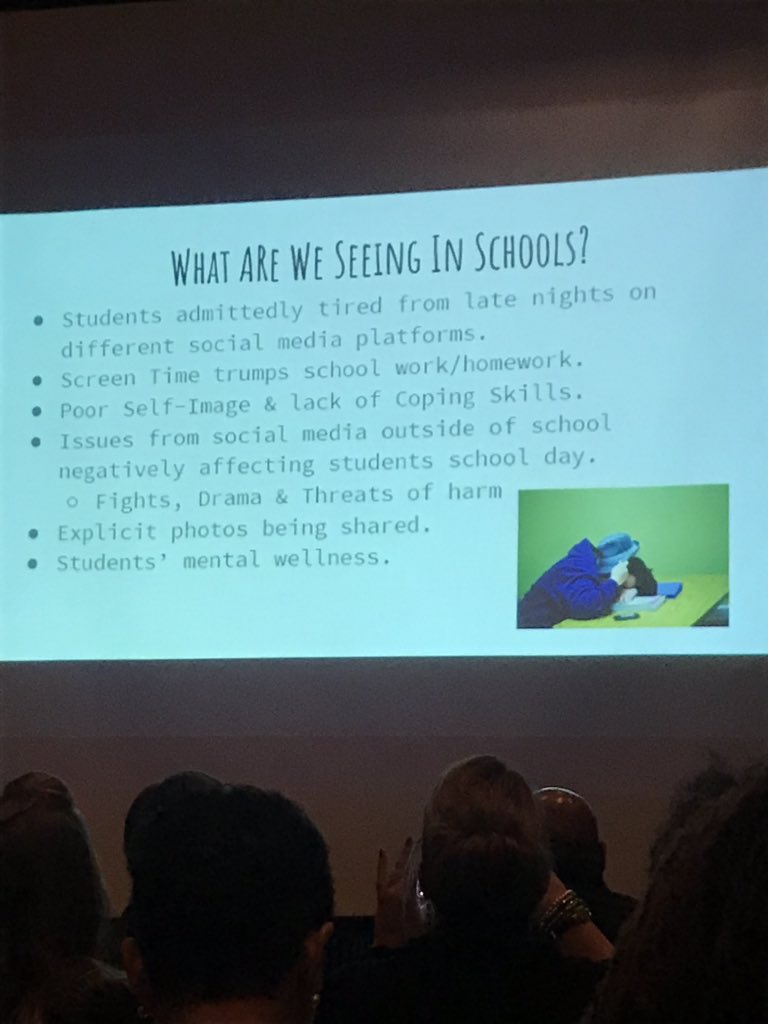 lisagwyatt's tweet photo. Getting social in the second session about impacts of social media #everchanging #challengesinschool #TNSCALI2019 @srphilbrick @OsbornCindyR @ewgroveschool @henrycoschools https://t.co/TuLGoMATkk