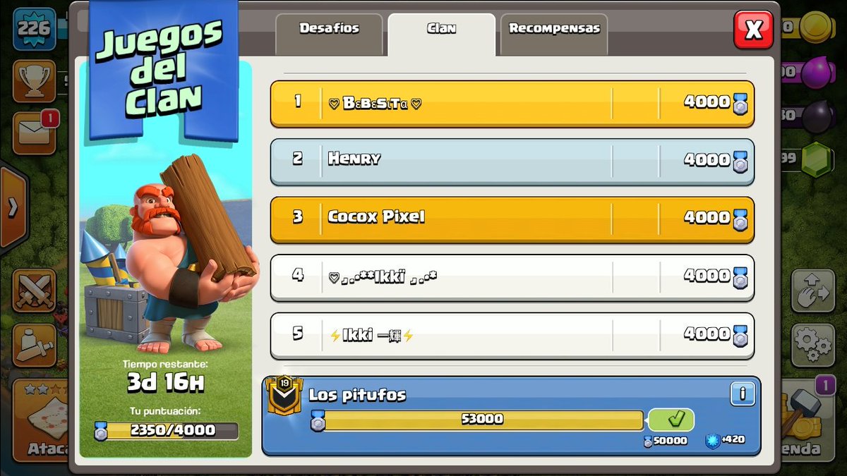 ClanPitufos's tweet image. No solamente somos clan competitivo 🇨🇷 sino que de igual forma nos preocupamos por cumplir cada desafio que aparezca , en este caso los juegos de clan simplemente una pasada y los lideres dando el ejemplo antes de pedir resultados son Unos Cracks y ejem seguir🇨🇷 @ClashofClansESC