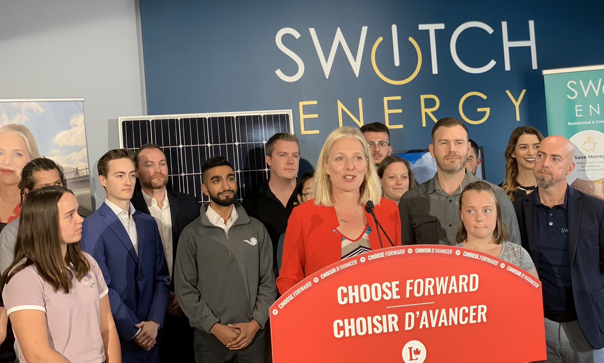 cathmckenna's tweet image. We know that the strongest economies and businesses in the future will be those that embrace clean technologies. 🔬

Today at @SwitchNRG in #OttawaCentre we announced that a re-elected Liberal government will commit to reach net-zero for Canada’s greenhouse gas emissions by 2050