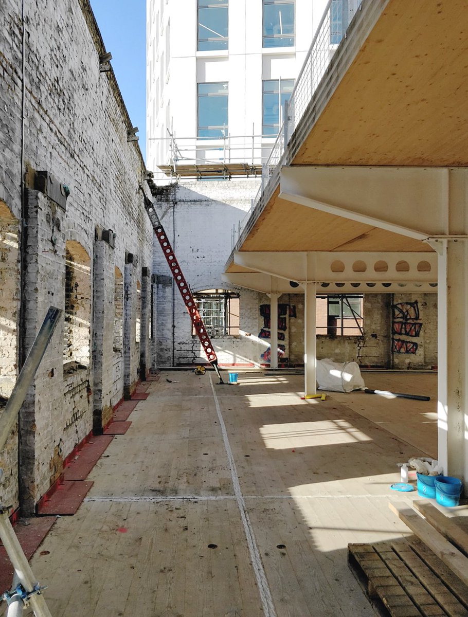 WaughThistleton's tweet photo. On the back of our recent @ArchitectsJrnal #Retrofit award win for the "Greenhouse", here comes a pic of our development @sugarhseisland for client @vastintuk. 

#danesyard is comprised of 7 commercial buildings - new build + refurb - constructed of materials like #masstimber ;) https://t.co/bUkhc1Lnpd
