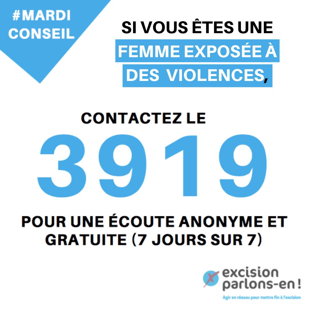 excisionparlons's tweet image. #Mardi conseil
Si vous êtes une femme exposée à des  violences, contactez le 3⃣9️⃣1️⃣9️⃣, pour une écoute anonyme et gratuite (7 jours sur 7)
#AlerteExcision #ExcisionPArlonsEn #Excision