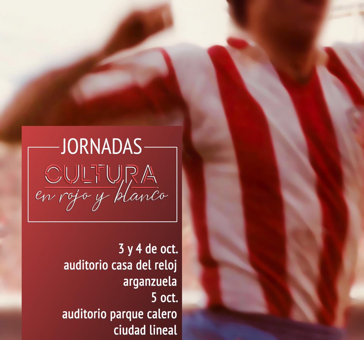 EnRojoBlanco's tweet photo. 🔥Ya estamos de vuelta🔥#JCRYB2019 en formato reducido y en dos recintos de #Madrid

Apuntad

➡️ 3 y 4 de octubre, Auditorio Casa Del Reloj Arganzuela
➡️ 5 de octubre, Auditorio Parque Calero, Ciudad Lineal.

En breve, os contamos más 🔴⚪️🔴⚪️ 
Todo cortesía @Los50Atleti 👏🏼👏🏼👏🏼👏🏼 https://t.co/EBqay5VedJ