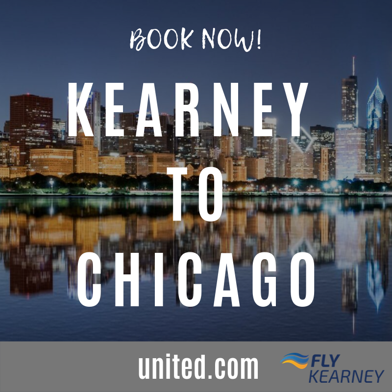 CityofKearney's tweet photo. BOOK NOW!! ✈️🛫 

You can now book tickets from Kearney Regional Airport to Chicago O'Hare International Airport. Flights will begin on December 4.

Visit https://t.co/bdneXZ7ebM to book today.

#Chicago #FlyKearney #Nebraska #Kearney #MidwestTravel #UnitedAirlines https://t.co/J7AJ42R7jA