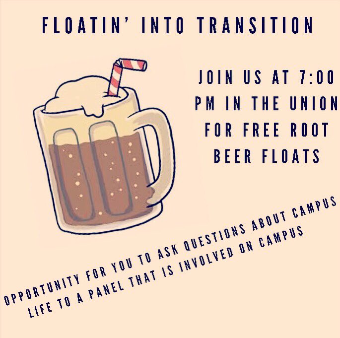 SBUnivSA's tweet photo. Have questions to ask that have come up since moving to campus? Love root beer floats? 
Well, do we have an event for you!
Tonight! 7:00 in union! https://t.co/bTuP2XcpDG