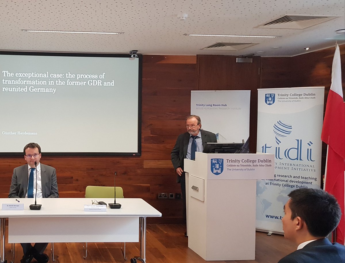 TCDTIDI's tweet photo. Prof Gunther Heydemann speaking about 'The exceptional case: The process of transformation in the former GDR and reunited #Germany' during 30 Years On Conference hosted by @TCDTIDI. @TLRHub @tcddublin @tcdglobal https://t.co/HwSOev6tgj