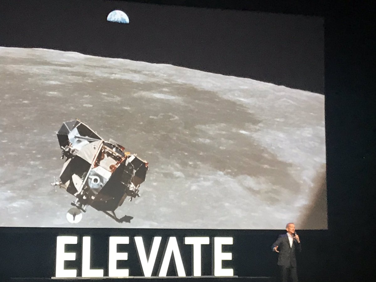 Christina_Fox's tweet photo. Through the eyes of an astronaut: Kick open the door. Choose to go to the #moon. 🚀 Give yourself and our children permission to do something outrageous, because #technology will allow us to do it. #RollProgram @ElevateTechFest @techalliance @Cmdr_Hadfield https://t.co/vOmxTbXAKs