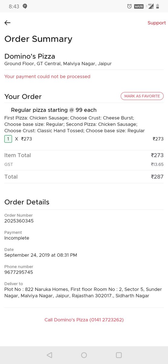 TweetySuhail's tweet photo. Ordered on #zomato, money got deducted but order not placed!!! No response from customer support. @ZomatoIN @zomatocare @Zomato #Zomato https://t.co/bFGLBHJmUt
