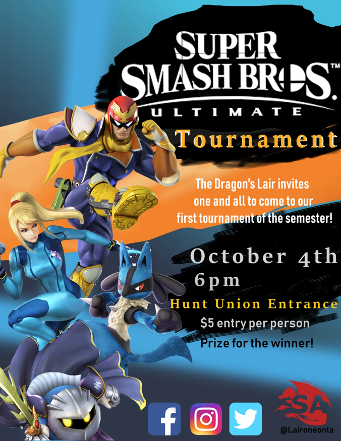 HuntUnion's tweet photo. A Dragon's Lair Super Smash Tourney! October 4 at 6:00pm @LairOneonta @OneontaSA #Oneyevents https://t.co/1GyzTzmIAV