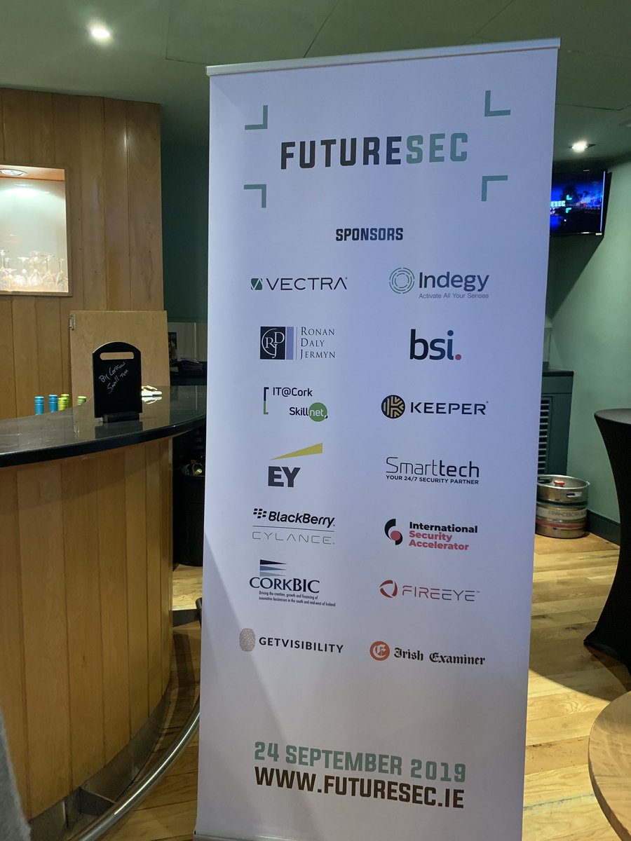 ralucasaceanu's tweet photo. Big THANK YOU to our amazing sponsors who helped us put together #FutureSec19 today! π @Vectra_AI @IndegyCom @RonanDalyJermyn @BSI_Ireland @itcorkskillnet @keepersecurity @EY_Ireland @cylanceinc @FireEye @CorkAccel @CorkBIC @Get_visibility @irishexaminer https://t.co/RCQYwqq7CU