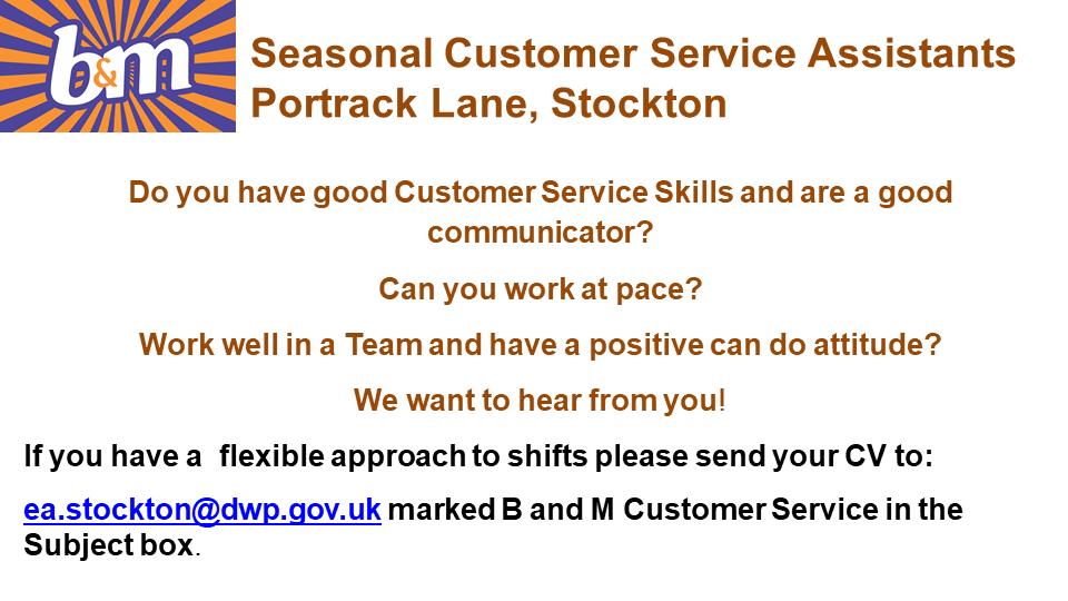 JCP in Durham Tees on Twitter "Seasonal Customer Service roles