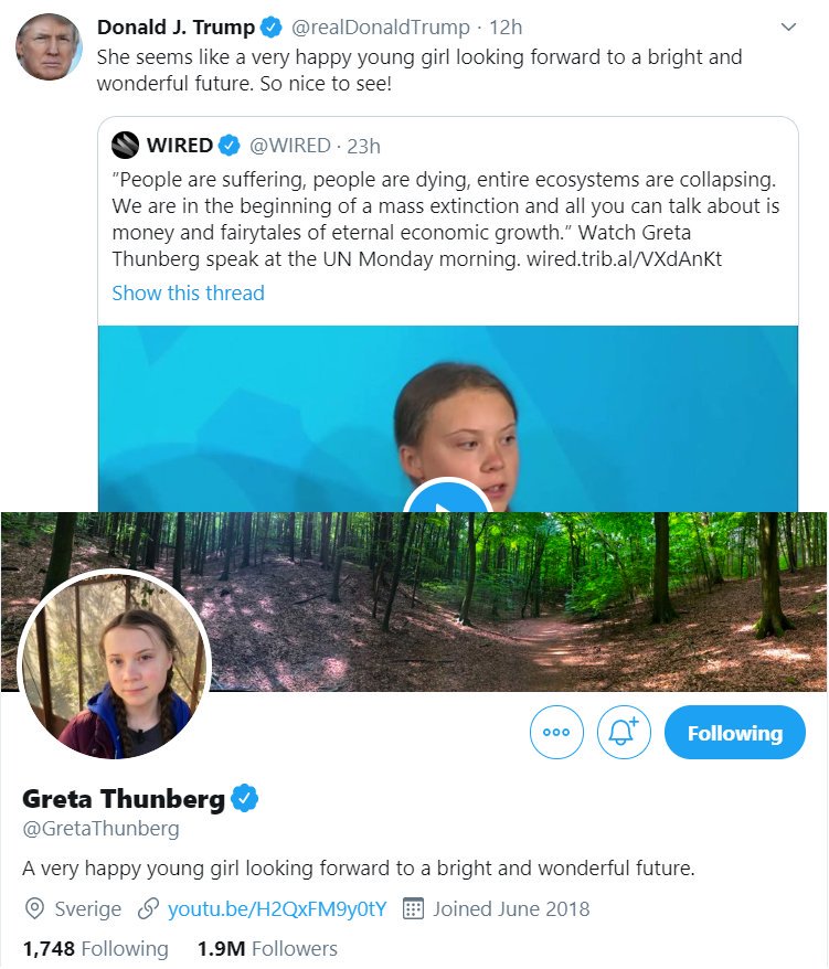 TomTaylorMade's tweet photo. After a president tries to troll, @GretaThunberg updates her Twitter bio. 🔥🔥🔥🔥 https://t.co/3IhYU6KIzw