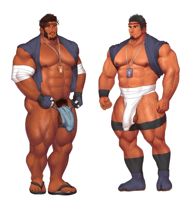 全裸含めて服装7パターンのキャラ立ち絵。PCくそ重で深夜投稿にpixivFANBOXで【キャラ絵006】叔父といとこの兄ちゃんを公開しました! https://t.co/phkWaVCdBO 