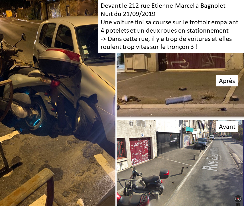 ApaisonsMarcel's tweet photo. Aujourd'hui📸plutôt que📩.
Rue Etienne-Marcel il y a trop de🚙 &amp; elles roulent trop vite. 
Riverains de #Bagnolet ou #Montreuil de @ApaisonsMarcel, nous espérons que ce trafic de transit sera coupé prochainement.
Objectif : apaiser le quartier pour ses 🚶‍♀️, ses🚴‍♀️&amp; ses riverains. https://t.co/gJnaN7BzQ3