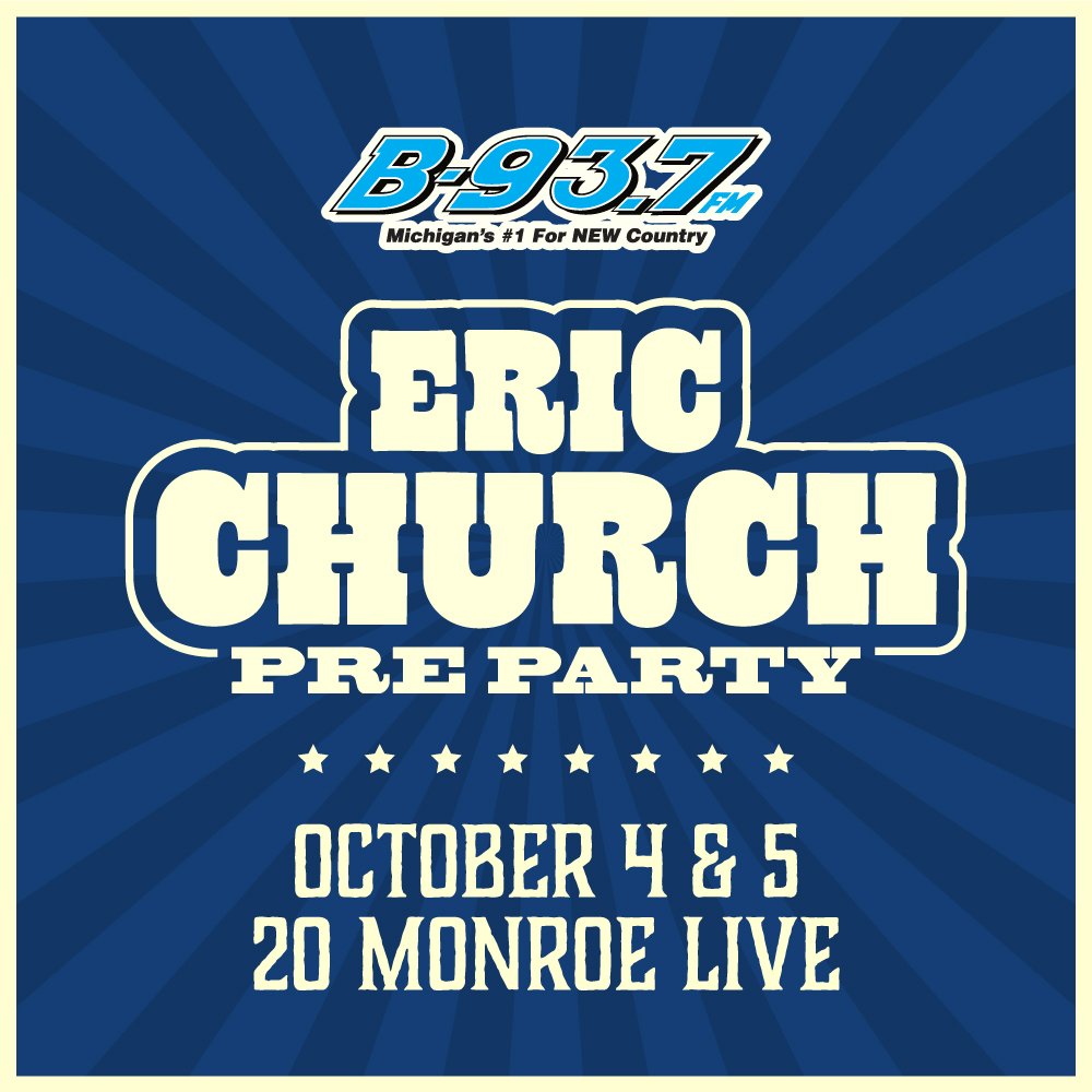 There’s no better place to pre-party for Erich Church than right across the street! PLUS you could win tickets to the show! Join us &amp; <a href="/B93dotcom/">B93dotcom</a> on 10/4 &amp; 10/5 for FREE pre-parties – doors open at 5pm! Info: cncrt.ly/Apo