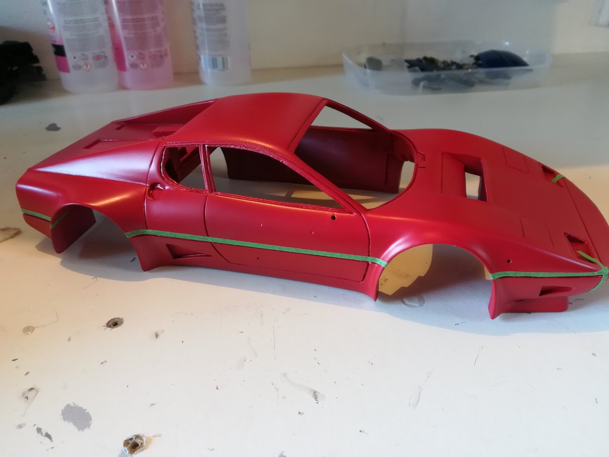 ModelWards's tweet photo. Update on the 1/18 Tron Ferrari. Painted red, lower half black and decals applied. 
#tron #ferrari512bb #resinkit #lemans #commission #Ferrari  #118scale https://t.co/zeUlulOU4O