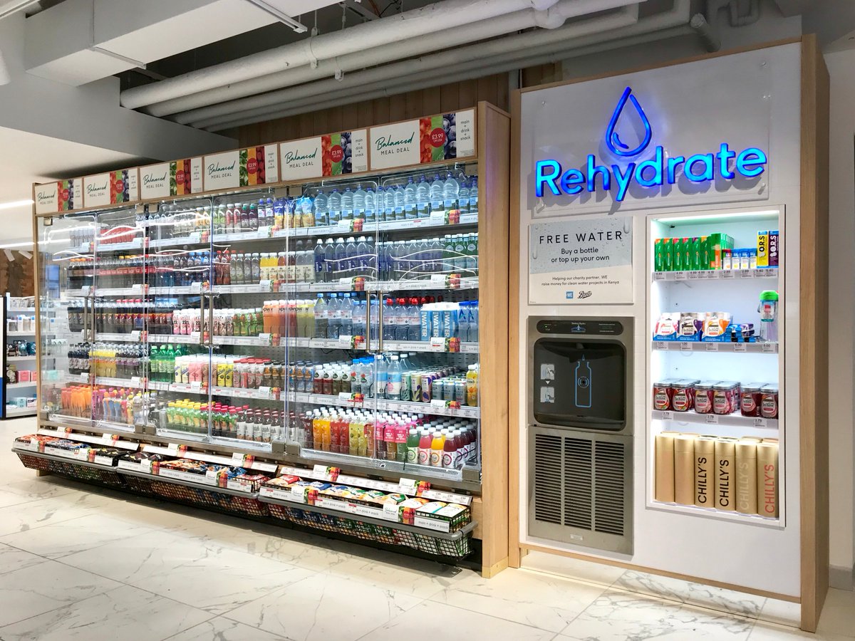 BootsUKNews's tweet image. Our #BootsCoventGarden store is home to our 1st Rehydration Station, which allows customers to refill their own water bottles. Since the launch, it has saved more than 14,000 #plastic bottles and is on track to save around 60,000 of them over the next year! #RecycleWeek2019♻️