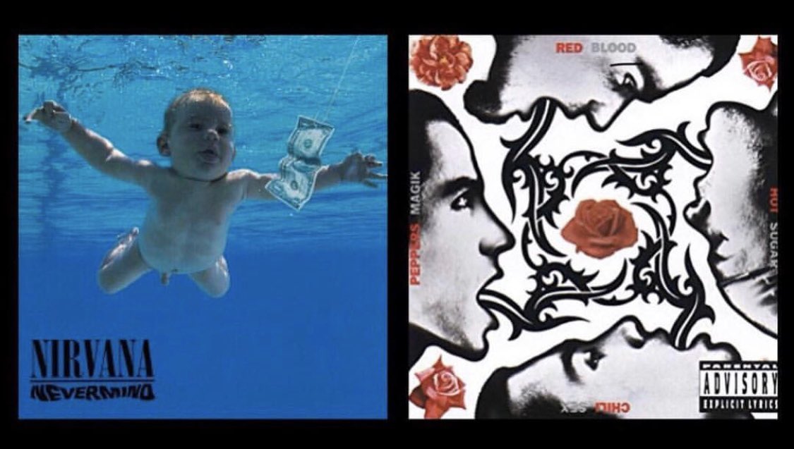 jeffknet's tweet photo. 09.24.1991 two seminal Alt-Rock albums celebrating their 28th Anniversary today. @Nirvana’s #Nevemind and @ChiliPeppers’  #BloodSugarSexMagik. https://t.co/NZzgSJCFLY