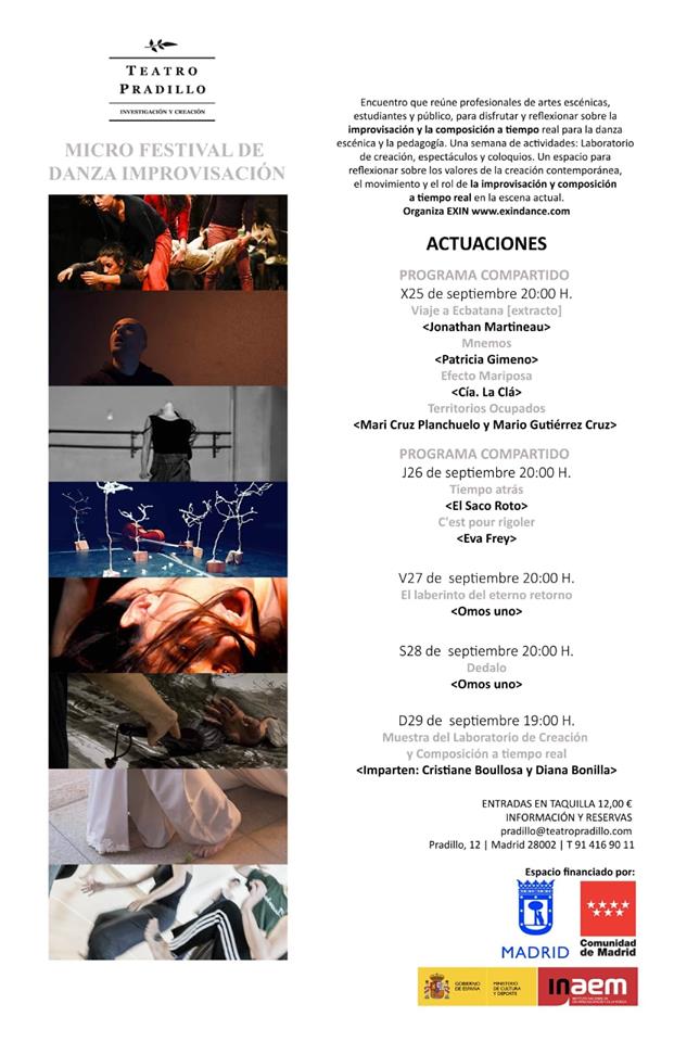 TeatroPradillo's tweet photo. #PrimerMicrofestivaldeDanzaImprovisación llega a Teatro Pradillo.
X25 -20h: #JonathanMartineau, #MariCruzPlanchuelo, #PatriciaGimeno y #LaClá
J26 - 20h: #Elsacoroto y #EvaFrey
V27 - 20h: #OmosUno
S28 - 20h: #OmosUno
D29 - 19h: Muestra laboratorio
✉️reservas@teatropradillo.com https://t.co/5G7wij6FvF