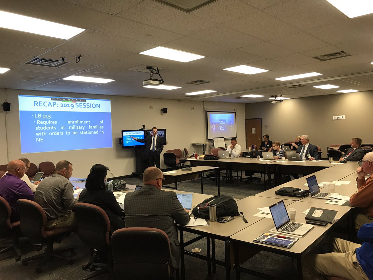 Great to have <a href="/JustinKnightNE/">Justin Knight</a> here to visit with <a href="/ESU7_NE/">ESU7</a> Superintendents about policy updates, recap of 2019 Legislative Session, and what to watch for coming up. #7WeAreFamily
