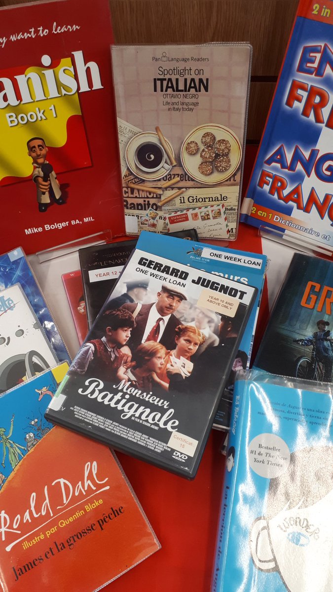 WycHighMFL's tweet photo. European Day of Languages celebrations in the library - worth checking out the books and DVDs we have in different languages. #InfectiousJoy #BeInspired #WHSLibrary https://t.co/L1qkKDJy1J