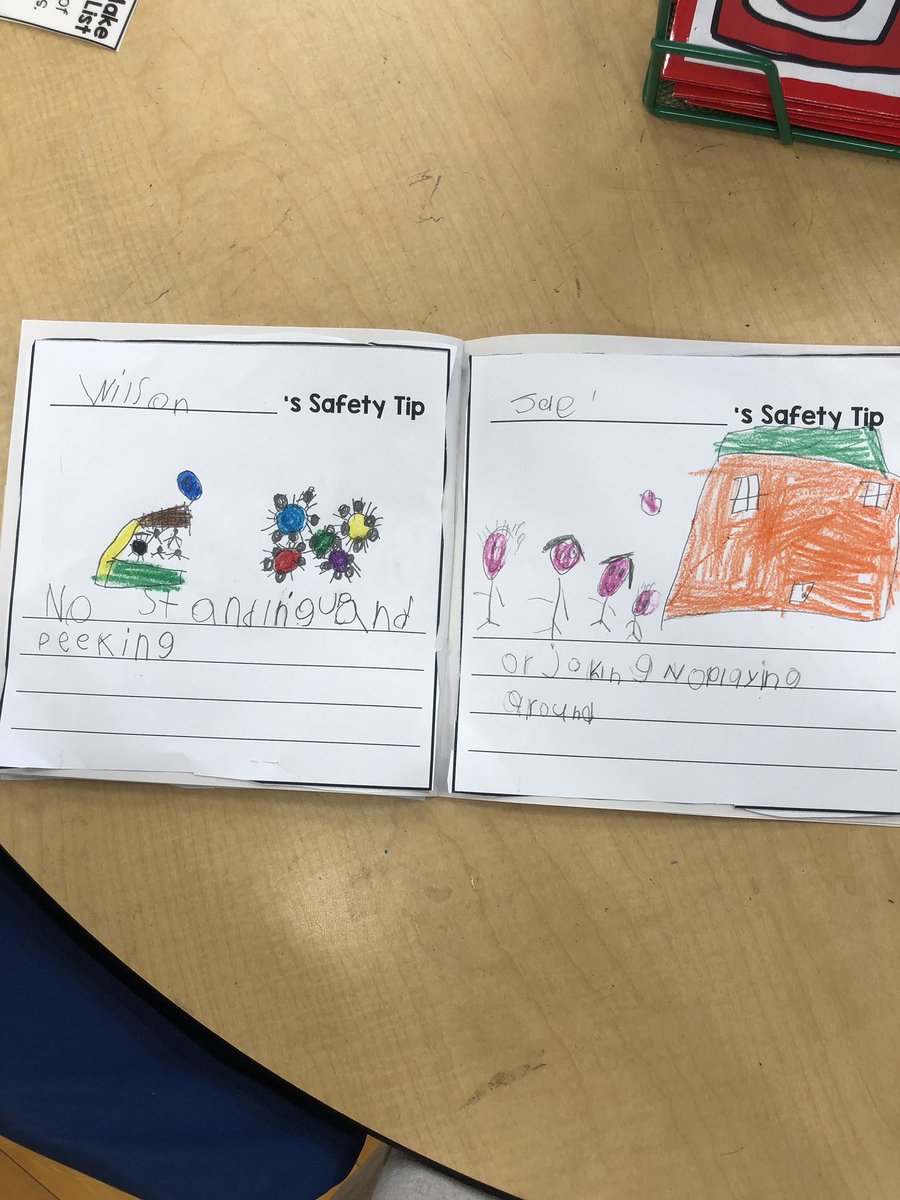 Mrs__Guzman's tweet photo. After having a fire drill and lockdown drill the past few weeks, we created a class book all about school safety tips #WeeListen #WeeReview https://t.co/CX94U21ulH