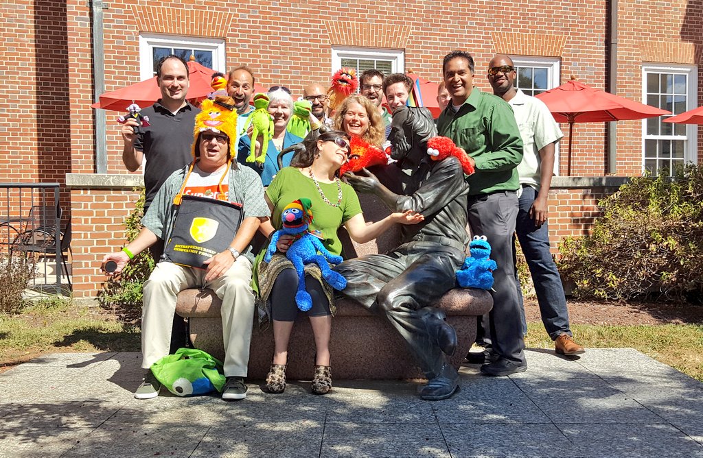 Startup_UMD's tweet photo. A lovely group of @UofMaryland colleagues came out to help celebrate Jim Henson's birthday. The world is a better place when you can take fun photos with friends. #HappyHensonDay 

Thank you, everyone for sharing in the jubilation! We are all #GreenTerps today. https://t.co/N3QJD6jxNr